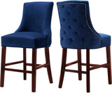 Hannah Elegant Contemporary Stool Set of 2 with Plush Upholstery and Stylish Cherry Wood Legs