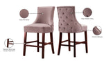Hannah Elegant Contemporary Stool Set of 2 with Plush Upholstery and Stylish Cherry Wood Legs