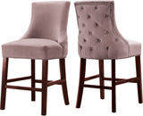 Hannah Elegant Contemporary Stool Set of 2 with Plush Upholstery and Stylish Cherry Wood Legs