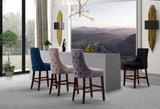 Hannah Elegant Contemporary Stool Set of 2 with Plush Upholstery and Stylish Cherry Wood Legs
