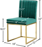 Giselle Velvet Dining Chair Set - Elegant Contemporary Design with Gold Metal Frame for Stylish Dining