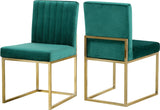 Giselle Velvet Dining Chair Set - Elegant Contemporary Design with Gold Metal Frame for Stylish Dining