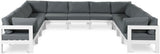Nizuc - Outdoor Patio 11 Piece Modular Sectional With White Frame