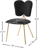 Angel Velvet Dining Chair Set - Contemporary Butterfly Design with Gold Metal Legs for Modern Elegance