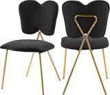 Angel Velvet Dining Chair Set - Contemporary Butterfly Design with Gold Metal Legs for Modern Elegance