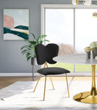 Angel Velvet Dining Chair Set - Contemporary Butterfly Design with Gold Metal Legs for Modern Elegance