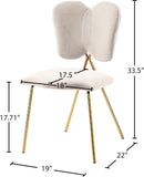 Angel Velvet Dining Chair Set - Contemporary Butterfly Design with Gold Metal Legs for Modern Elegance