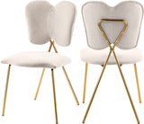 Angel Velvet Dining Chair Set - Contemporary Butterfly Design with Gold Metal Legs for Modern Elegance