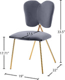 Angel Velvet Dining Chair Set - Contemporary Butterfly Design with Gold Metal Legs for Modern Elegance