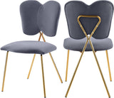 Angel Velvet Dining Chair Set - Contemporary Butterfly Design with Gold Metal Legs for Modern Elegance
