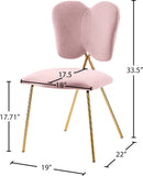 Angel Velvet Dining Chair Set - Contemporary Butterfly Design with Gold Metal Legs for Modern Elegance