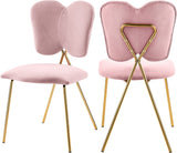 Angel Velvet Dining Chair Set - Contemporary Butterfly Design with Gold Metal Legs for Modern Elegance