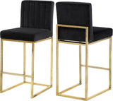 Giselle Contemporary Velvet Stool with Polished Gold Frame - Stylish Comfort for Home Bars