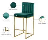 Giselle Contemporary Velvet Stool with Polished Gold Frame - Stylish Comfort for Home Bars