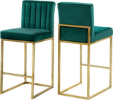 Giselle Contemporary Velvet Stool with Polished Gold Frame - Stylish Comfort for Home Bars