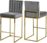 Giselle Contemporary Velvet Stool with Polished Gold Frame - Stylish Comfort for Home Bars