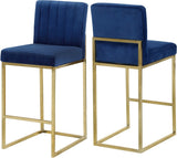 Giselle Contemporary Velvet Stool with Polished Gold Frame - Stylish Comfort for Home Bars