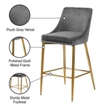 Karina Contemporary Counter Height Stool Set - Plush Cushions & Polished Gold Metal Frame Design