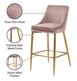 Karina Contemporary Counter Height Stool Set - Plush Cushions & Polished Gold Metal Frame Design
