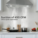 CIARRA Powerful Set: 30 Inch Wall Mount Range Hood + 30 Inch Built-In Induction Cooktop(CAS75206P+CABIH304B)