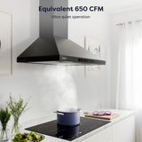 CIARRA 30 Inch Wall Mount Range Hood with Wave Gesture Control, 650 CFM Powerful Ventilation, Touch Control, LED Lighting CAB75206-N-OW