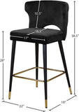 Kelly Contemporary Velvet Stool Set - Stylish Comfort with Black Metal Legs and Gold Accents