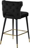 Kelly Contemporary Velvet Stool Set - Stylish Comfort with Black Metal Legs and Gold Accents
