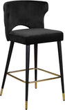 Kelly Contemporary Velvet Stool Set - Stylish Comfort with Black Metal Legs and Gold Accents