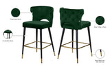Kelly Contemporary Velvet Stool Set - Stylish Comfort with Black Metal Legs and Gold Accents