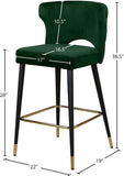 Kelly Contemporary Velvet Stool Set - Stylish Comfort with Black Metal Legs and Gold Accents