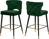Kelly Contemporary Velvet Stool Set - Stylish Comfort with Black Metal Legs and Gold Accents