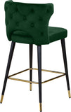 Kelly Contemporary Velvet Stool Set - Stylish Comfort with Black Metal Legs and Gold Accents