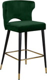 Kelly Contemporary Velvet Stool Set - Stylish Comfort with Black Metal Legs and Gold Accents