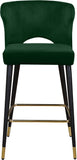 Kelly Contemporary Velvet Stool Set - Stylish Comfort with Black Metal Legs and Gold Accents