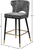Kelly Contemporary Velvet Stool Set - Stylish Comfort with Black Metal Legs and Gold Accents