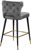 Kelly Contemporary Velvet Stool Set - Stylish Comfort with Black Metal Legs and Gold Accents