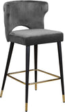 Kelly Contemporary Velvet Stool Set - Stylish Comfort with Black Metal Legs and Gold Accents