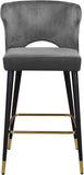 Kelly Contemporary Velvet Stool Set - Stylish Comfort with Black Metal Legs and Gold Accents
