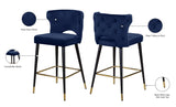 Kelly Contemporary Velvet Stool Set - Stylish Comfort with Black Metal Legs and Gold Accents