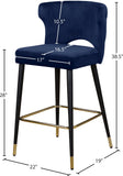 Kelly Contemporary Velvet Stool Set - Stylish Comfort with Black Metal Legs and Gold Accents