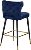 Kelly Contemporary Velvet Stool Set - Stylish Comfort with Black Metal Legs and Gold Accents
