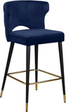 Kelly Contemporary Velvet Stool Set - Stylish Comfort with Black Metal Legs and Gold Accents