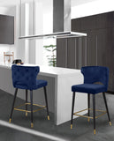 Kelly Contemporary Velvet Stool Set - Stylish Comfort with Black Metal Legs and Gold Accents
