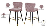 Kelly Contemporary Velvet Stool Set - Stylish Comfort with Black Metal Legs and Gold Accents