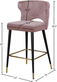 Kelly Contemporary Velvet Stool Set - Stylish Comfort with Black Metal Legs and Gold Accents