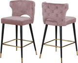 Kelly Contemporary Velvet Stool Set - Stylish Comfort with Black Metal Legs and Gold Accents
