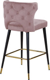 Kelly Contemporary Velvet Stool Set - Stylish Comfort with Black Metal Legs and Gold Accents