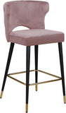 Kelly Contemporary Velvet Stool Set - Stylish Comfort with Black Metal Legs and Gold Accents