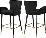 Luxe Contemporary Velvet Stool Set - Stylish Flared Design with Gold-Tipped Legs for Your Home Bar