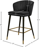 Cassie Contemporary Counter Stools - Set of 2 with Channel Tufting and Sleek Gold Accents